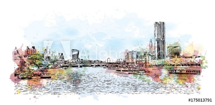 Picture of Watercolor sketch of London skyline the capital of England and the United Kingdom in vector illustration
